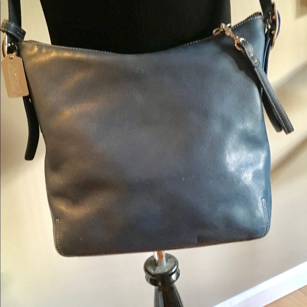 Coach Medium Blue Leather Shoulder Bag - Picture 2 of 8